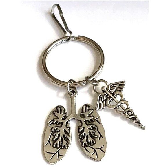 Caduceus Medical Lung Keychain Bag Charm Pulmonary Doctor Nurse Respiratory Gift - Picture 5 of 7